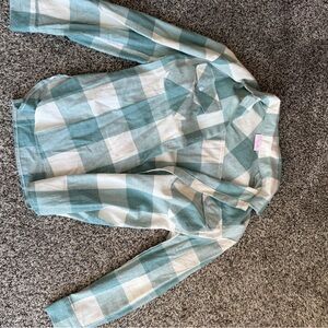 Pink Lily Mint and Cream Plaid Shirt